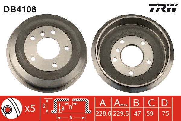 TRW DB4108 спирачен барабан