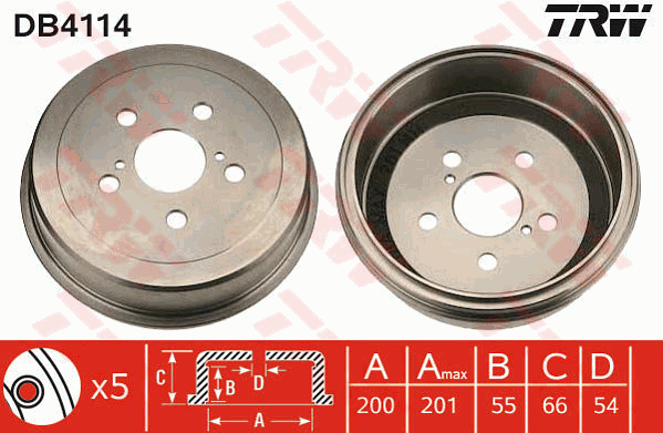 TRW DB4114 Tamburo freno