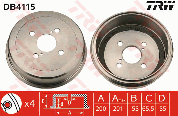 TRW DB4115 Tamburo freno