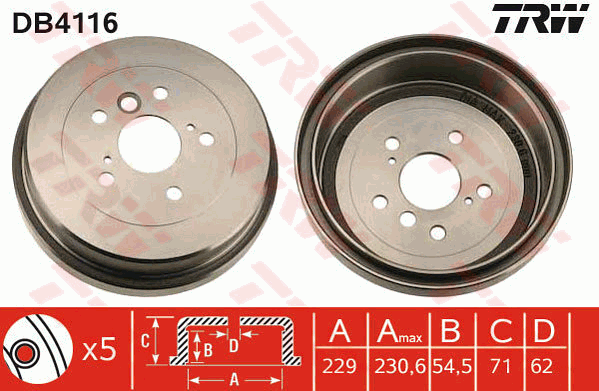 TRW DB4116 Tamburo freno