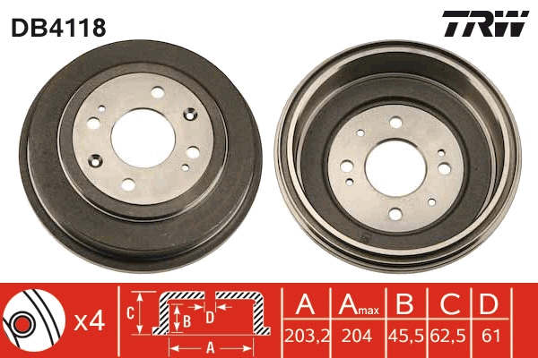 TRW DB4118 спирачен барабан