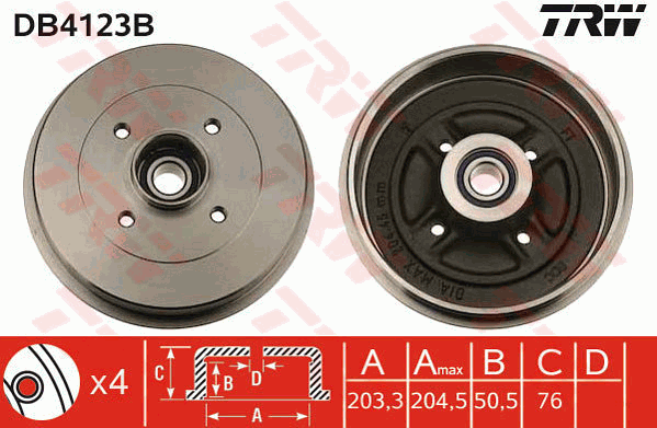 TRW DB4123B Tamburo freno-Tamburo freno-Ricambi Euro