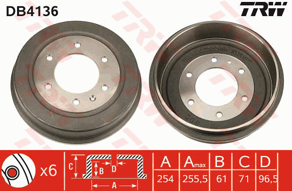 TRW DB4136 Bremstrommel