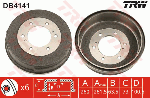 TRW DB4141 Tamburo freno