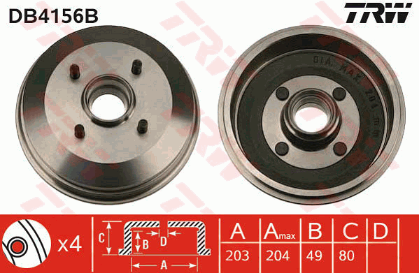 TRW DB4156B Brzdový buben