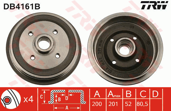 TRW DB4161B Bremstrommel