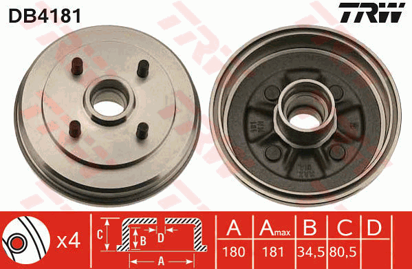 TRW DB4181 Brzdový buben