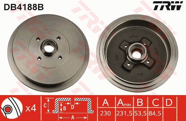 TRW DB4188B Bremstrommel