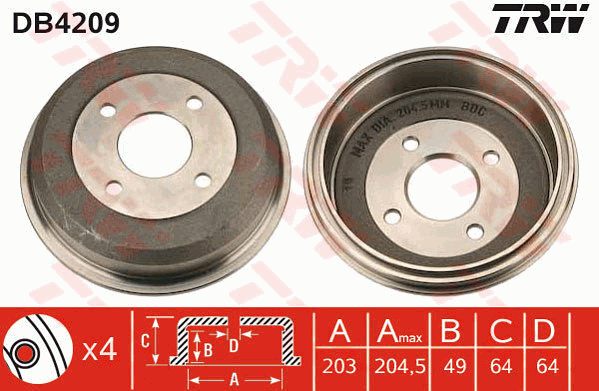 TRW DB4209 Bremstrommel