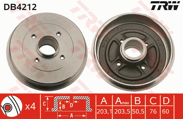 TRW DB4212 Brzdový buben