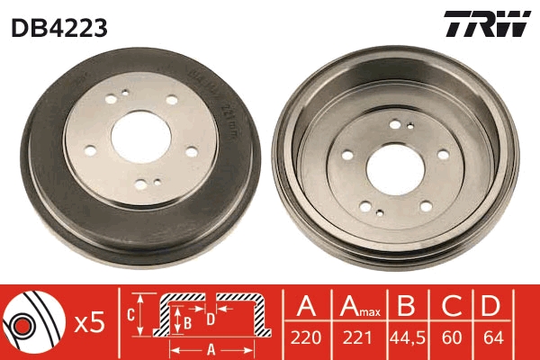 TRW DB4223 спирачен барабан