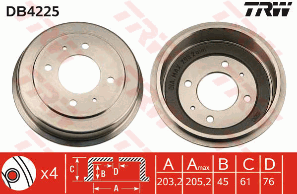 TRW DB4225 Tamburo freno