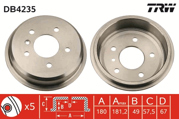 TRW DB4235 спирачен барабан