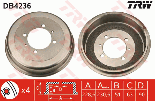 TRW DB4236 Brzdový buben