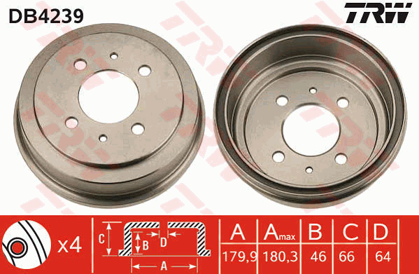 TRW DB4239 Tamburo freno