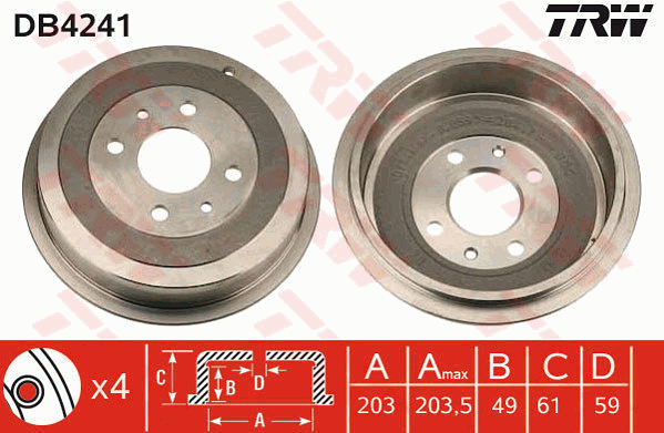 TRW DB4241 Tamburo freno