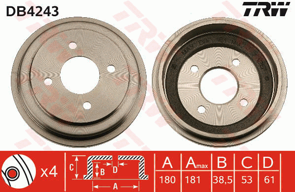 TRW DB4243 Brzdový buben