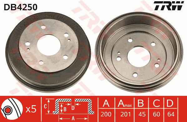 TRW DB4250 Brzdový buben