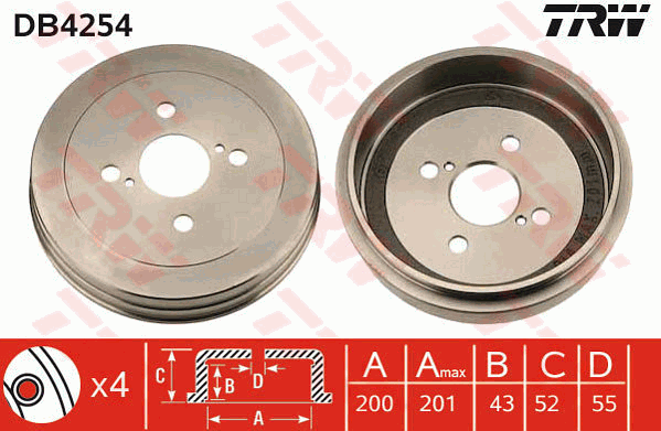 TRW DB4254 Tamburo freno