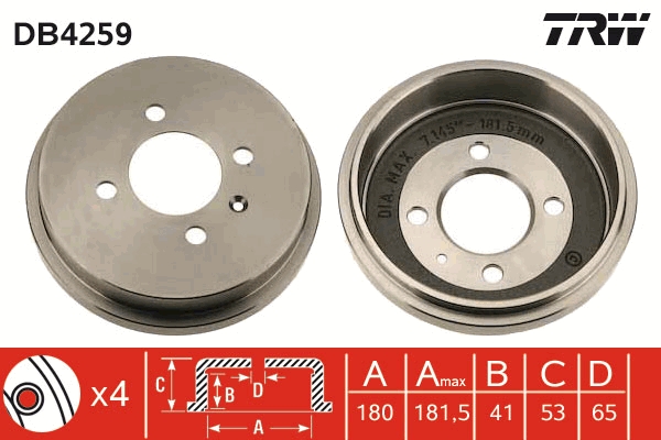 TRW DB4259 спирачен барабан