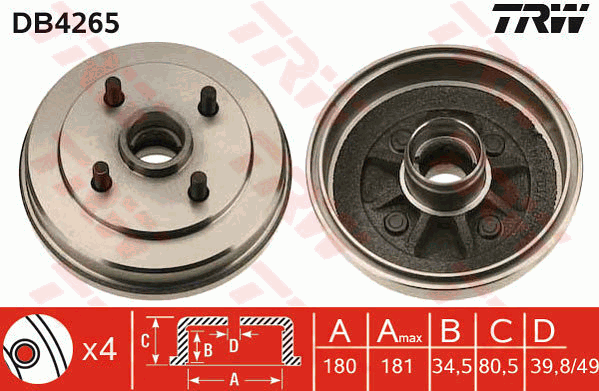 TRW DB4265 Bremstrommel