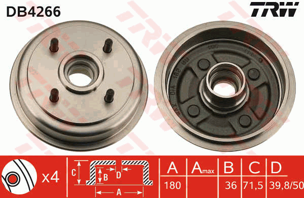 TRW DB4266 Tamburo freno