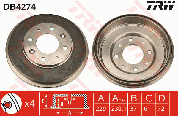 TRW DB4274 Bremstrommel