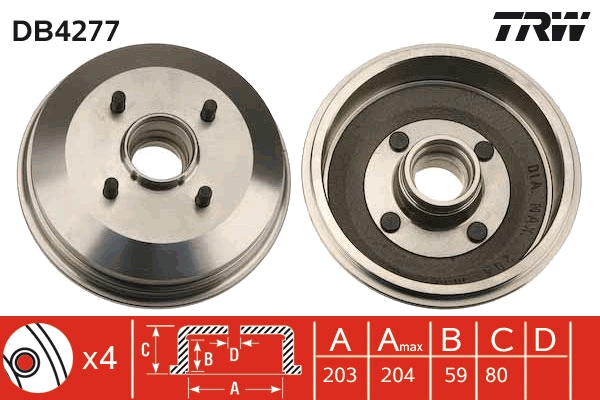 TRW DB4277 спирачен барабан