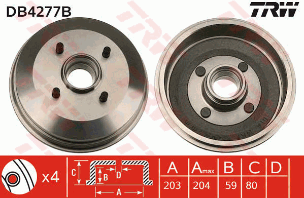 TRW DB4277B Tamburo freno