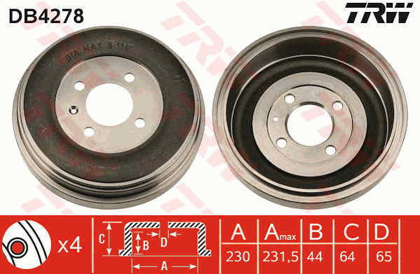 TRW DB4278 Tamburo freno