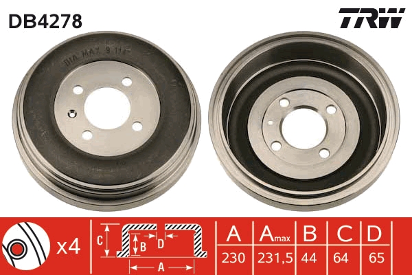 TRW DB4278 спирачен барабан