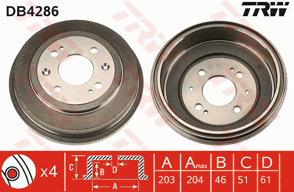 TRW DB4286 Tamburo freno