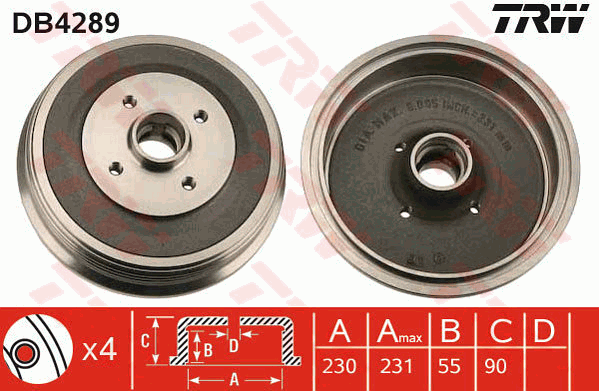 TRW DB4289 Tamburo freno