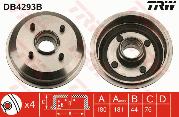 TRW DB4293B Brzdový buben