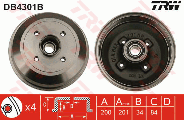 TRW DB4301B Bremstrommel