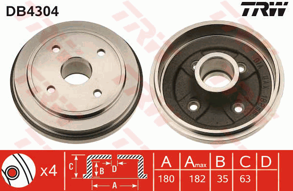 TRW DB4304 Tamburo freno