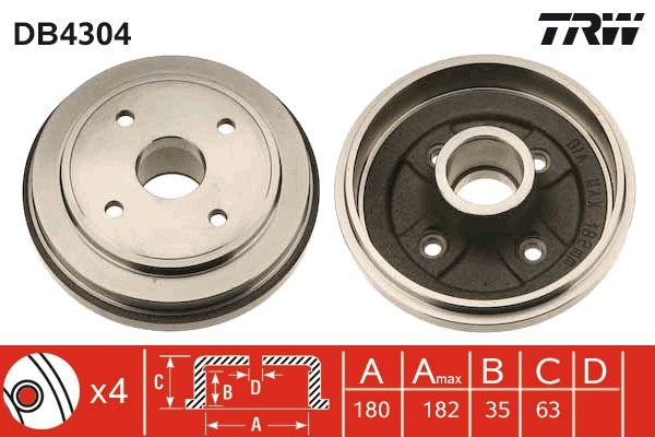 TRW DB4304 спирачен барабан