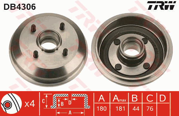 TRW DB4306 Tamburo freno