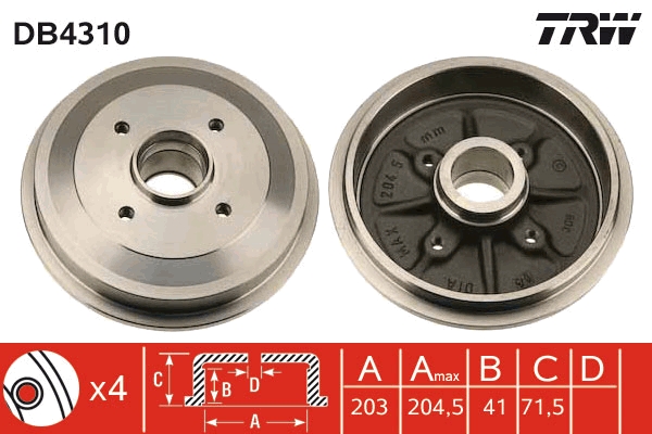 TRW DB4310 спирачен барабан