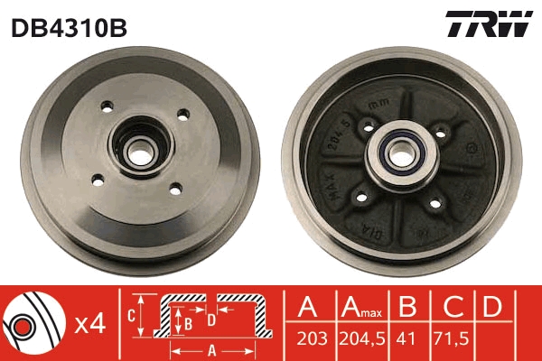 TRW DB4310B спирачен барабан