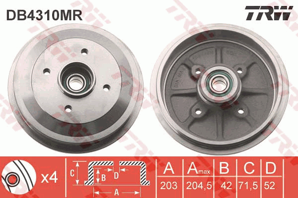 TRW DB4310MR Tamburo freno-Tamburo freno-Ricambi Euro