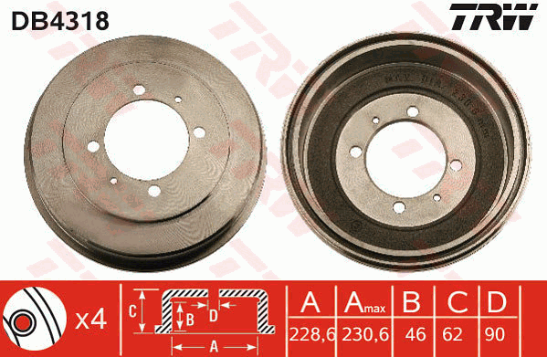 TRW DB4318 Tamburo freno