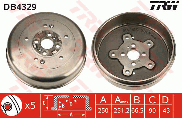 TRW DB4329 Tamburo freno