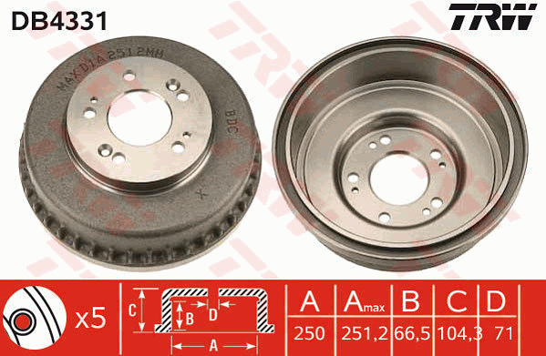 TRW DB4331 Bremstrommel