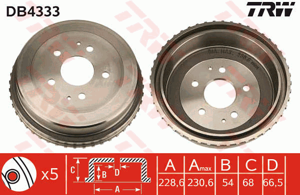 TRW DB4333 Tamburo freno