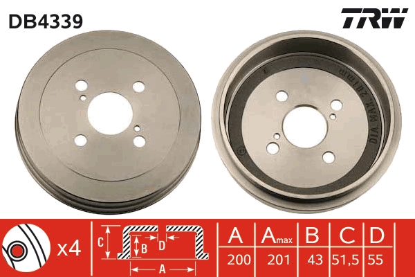 TRW DB4339 спирачен барабан