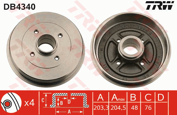 TRW DB4340 Tamburo freno