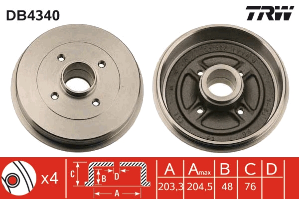 TRW DB4340 спирачен барабан