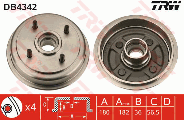 TRW DB4342 Brzdový buben