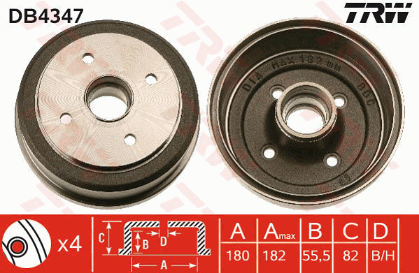 TRW DB4347 Tamburo freno